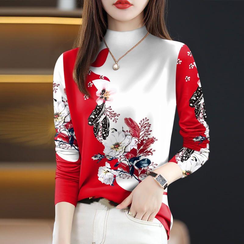 Women's Spring/Fall Half-Turtleneck Slim Long-Sleeve Base Layer: A Stylish, Flattering Top