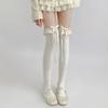 Cute Lace Ruffle Trim Frilly Over The Knee Long Socks for Women JK Girl Student Sweet Ribbon Bowknot Thigh High Stocking