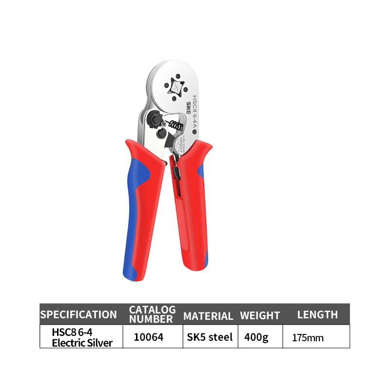 Electrical Terminal Crimping Tool Adjusting Tube Ferrules Terminal Crimpzange Bootlace Crimpers Hand Electrical (as the picture,12 mm&HSC8 6-4)