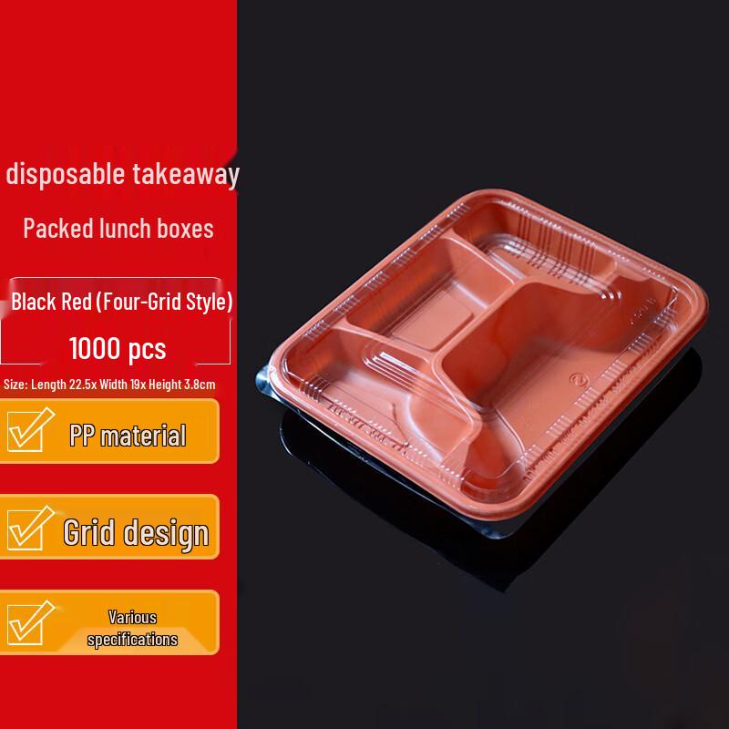 Homeglen Einweg-Rechteckige Lunchboxen mit Fächern und Deckeln
