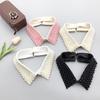Elegant Vintage Pearl Embellished Handcrafted Collar for Women High-Quality Polyester Fiber Pearl Sewing Woven Necktie Style
