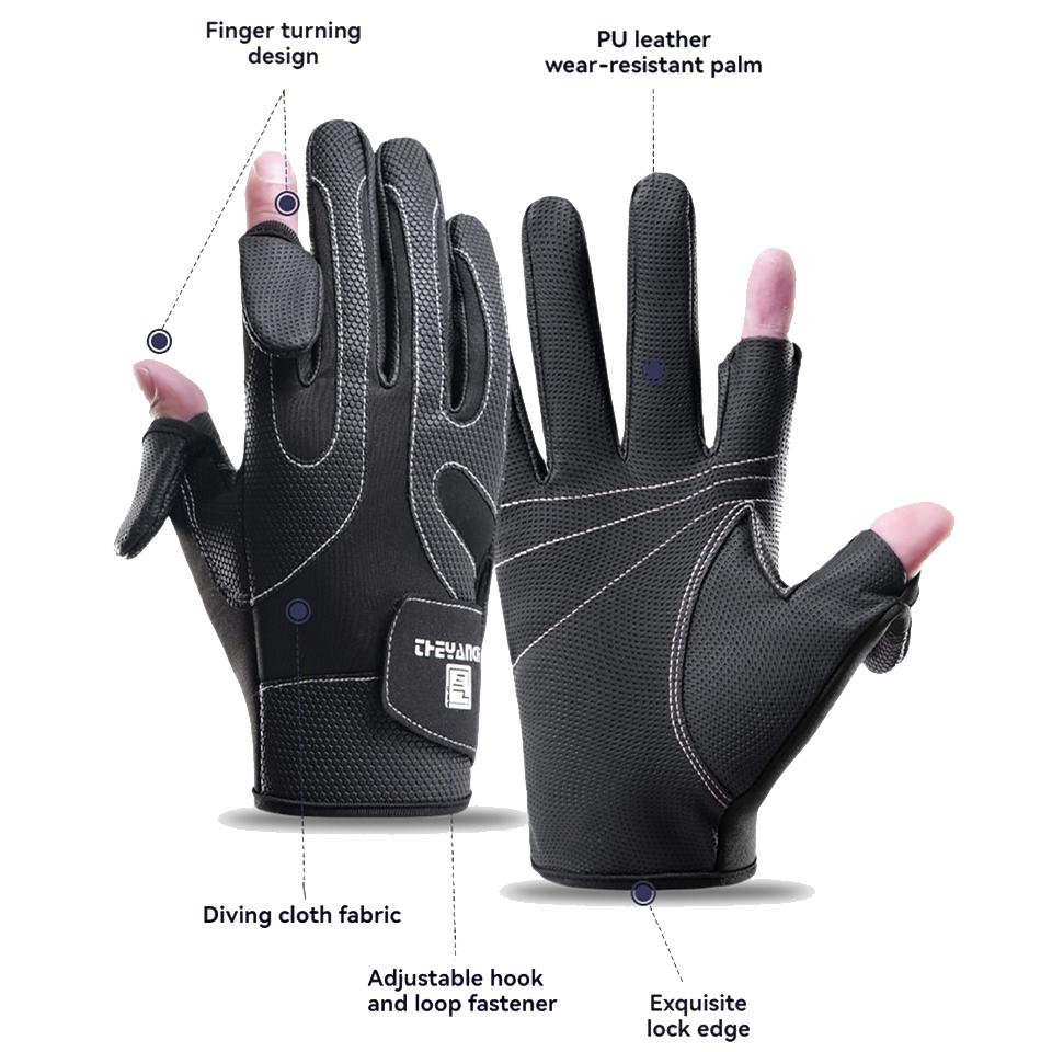 Getinfit Anti-Slip Fishing Gloves Winter Outdoor Thickening Wear-Resistant Flip Fingers Fishing Cycling Rock Climbing Gloves
