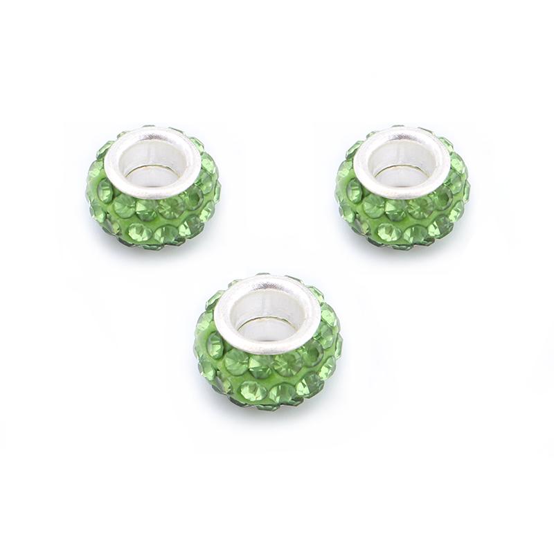 20Pcs/Lot 11.5×7mm Soft Clay Large Hole Beads With Diamond Inlaid Colored Beads For Jewelry Production Diy Charm Bracelet Neck