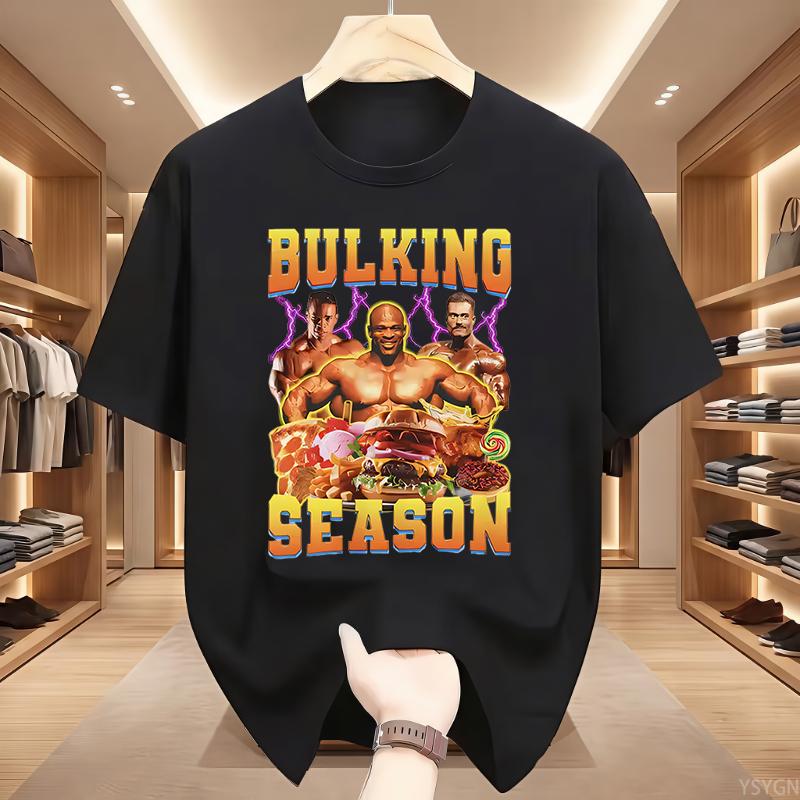 Bulking Season Kevin Levrone Funny Gym Meme T-Shirts Women Fashion Short Sleeve T-shirt Cotton Tees Streetwear Top S