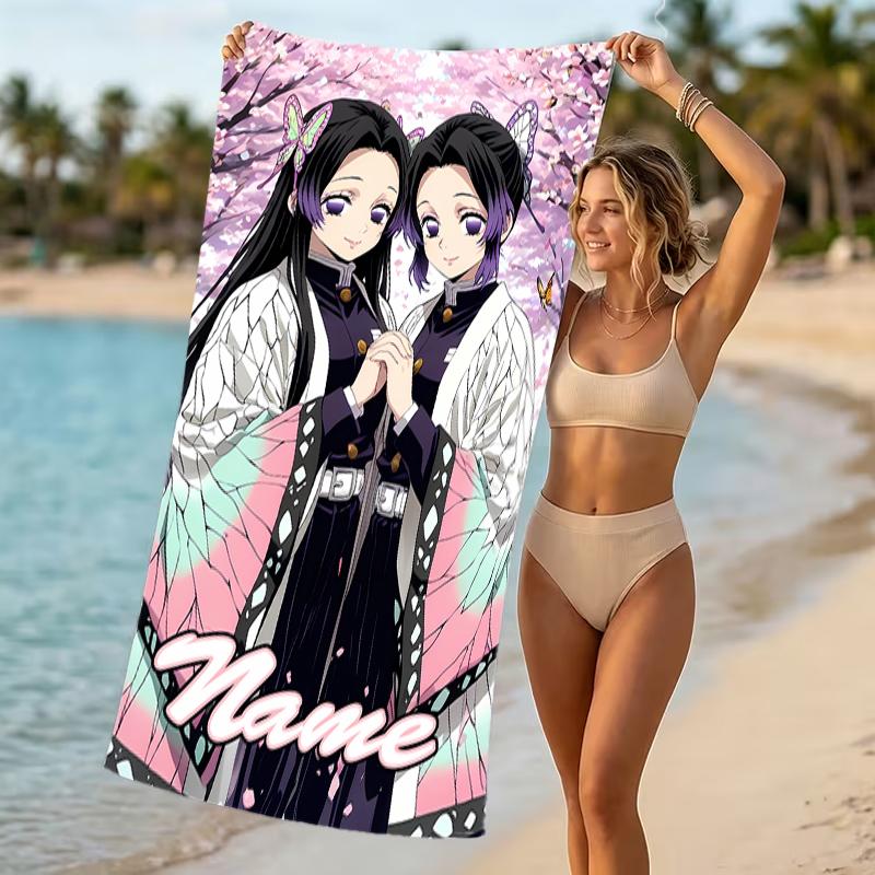 Customizable personalized beach towels Demon Slayer character theme themed designs.Suitable for the beach, yoga, sports;ideal as beach accessories