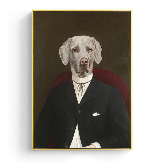 

Винтажный стильный настенный художественный плакат с изображением собаки, принты в виде животного в пальто, холст, картина, настенная картина для декора гостиной 21x30cm No Frame