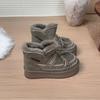 Leather Platform Short Snow Boots Women's 2025 Winter New Plush Warm Cotton Shoes Wear Fluffy Shoes