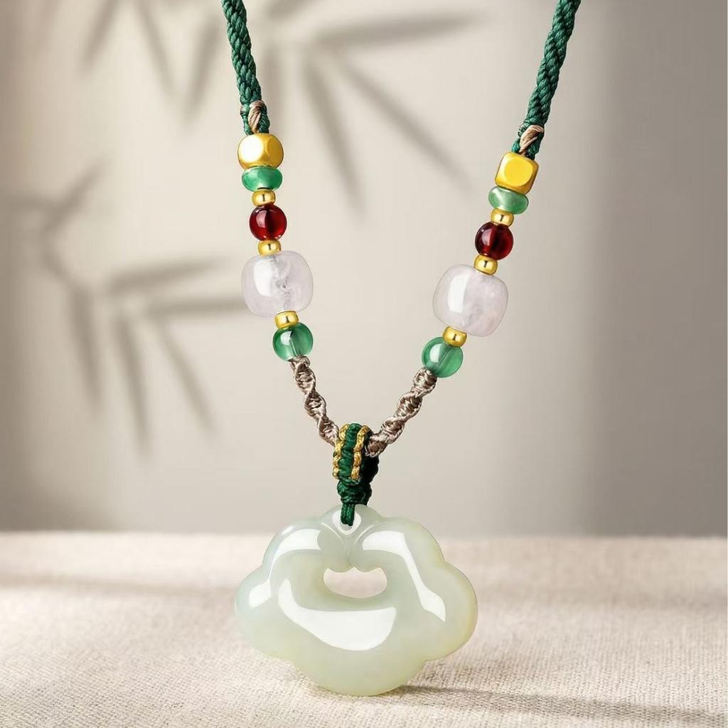 Natural Hetian Jade Ruyi Lock Pendant, New Chinese Style, High-end Design, Handmade Jade Necklace