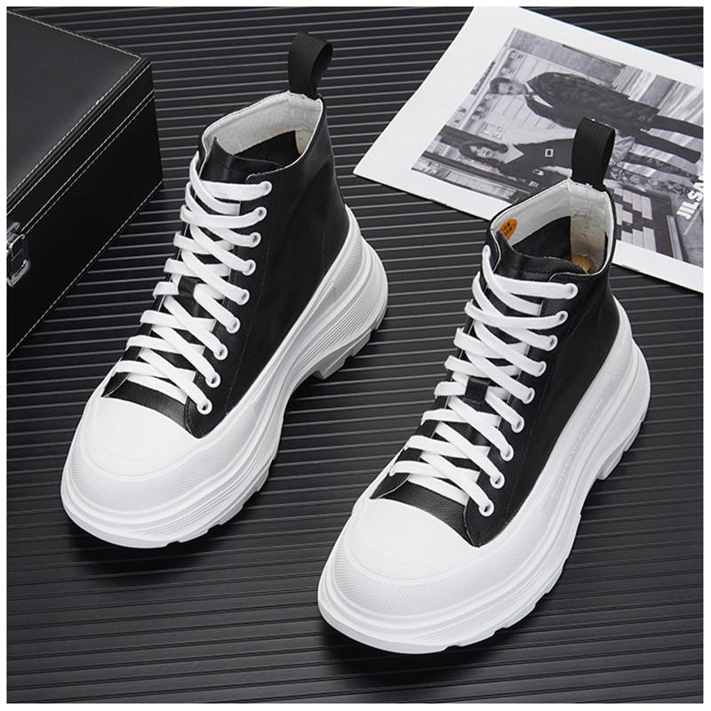 White Comfort Microfiber Leather Men Casual Shoes High Quality Ankle Boots Men Non Slip Platform Men Casual Boots Botas Homens