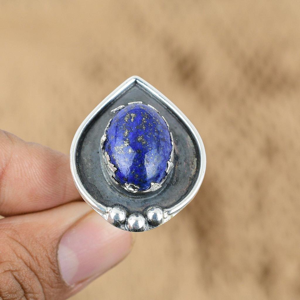 Natural Lapis Lazuli 925 Sterling Silver New Multi Stone Engagement Ring Jewelry