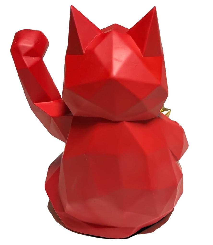 stylish interior decor [Natura Style] Maneki-neko (beckoning cat) figurine, Nordic-style ornament, (Red, Large)