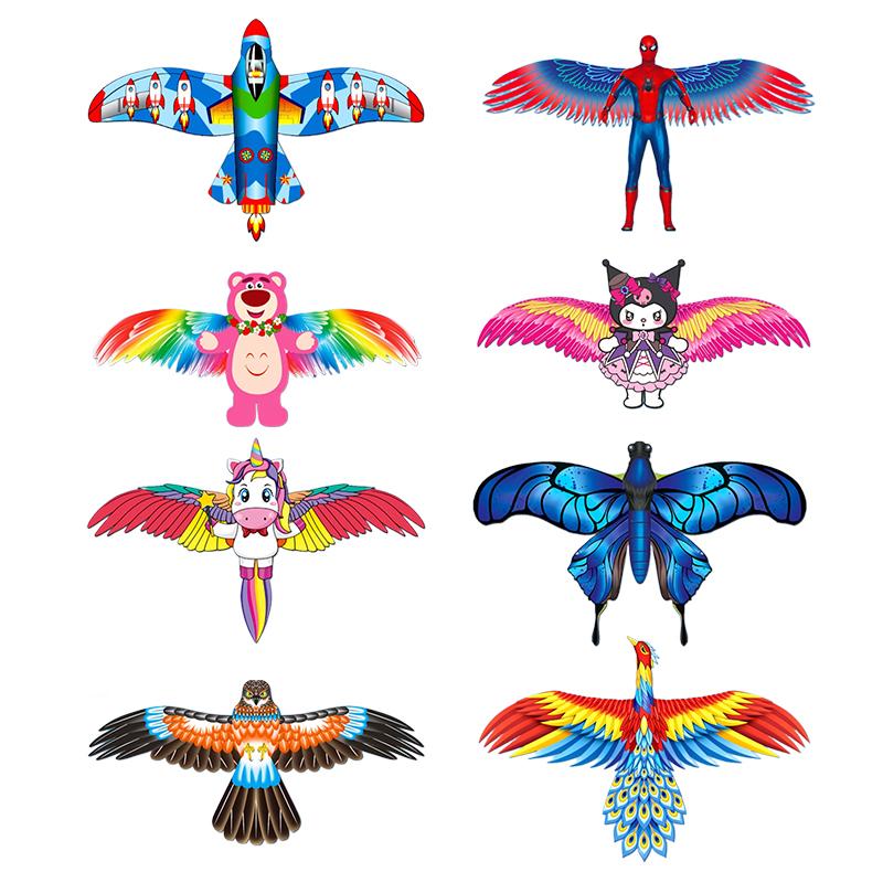 Cartoon Child Dynamic Kite Toy Cartoon Phoenix Butterfly Airplane Eagle Kite Kids Handheld Fishing Rod Kite Outdoor Sport Toys