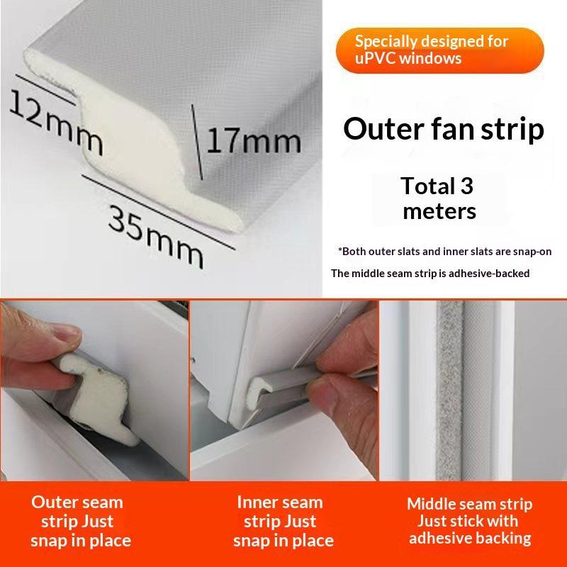 Seal Strip Set Windproof Soundproof Dustproof Self Adhesive Weather Stripping for Sliding Windows Doors Home Office Use