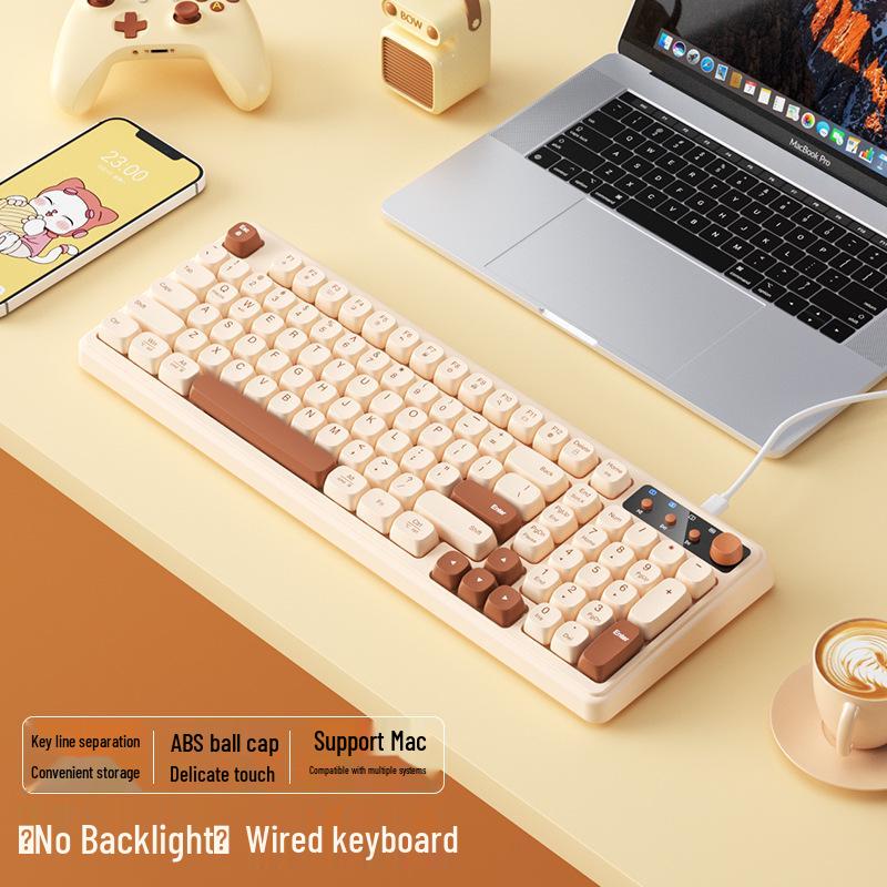 BOW Hangshi K520U Wired RGB Keyboard for Laptops & Desktops, Girls Typing Edition