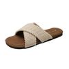 Ethnic style cool slippers 2025 new summer retro woven cross cool slippers flat bottom one-word women's shoes