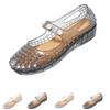 Women Summer Fashion Wedge Sandals Breathable Hollow Crystal Slip On Comfortable Lightweight Platform Shoes