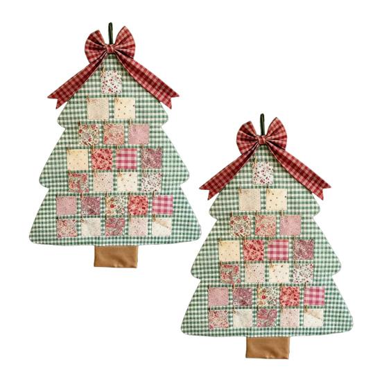 1/2Pcs Fabric Christmas Tree Advent Calendar with Pockets Handmade 24 Days Countdown to Xmas Wall Hanging Decoration Holiday Party Ornament