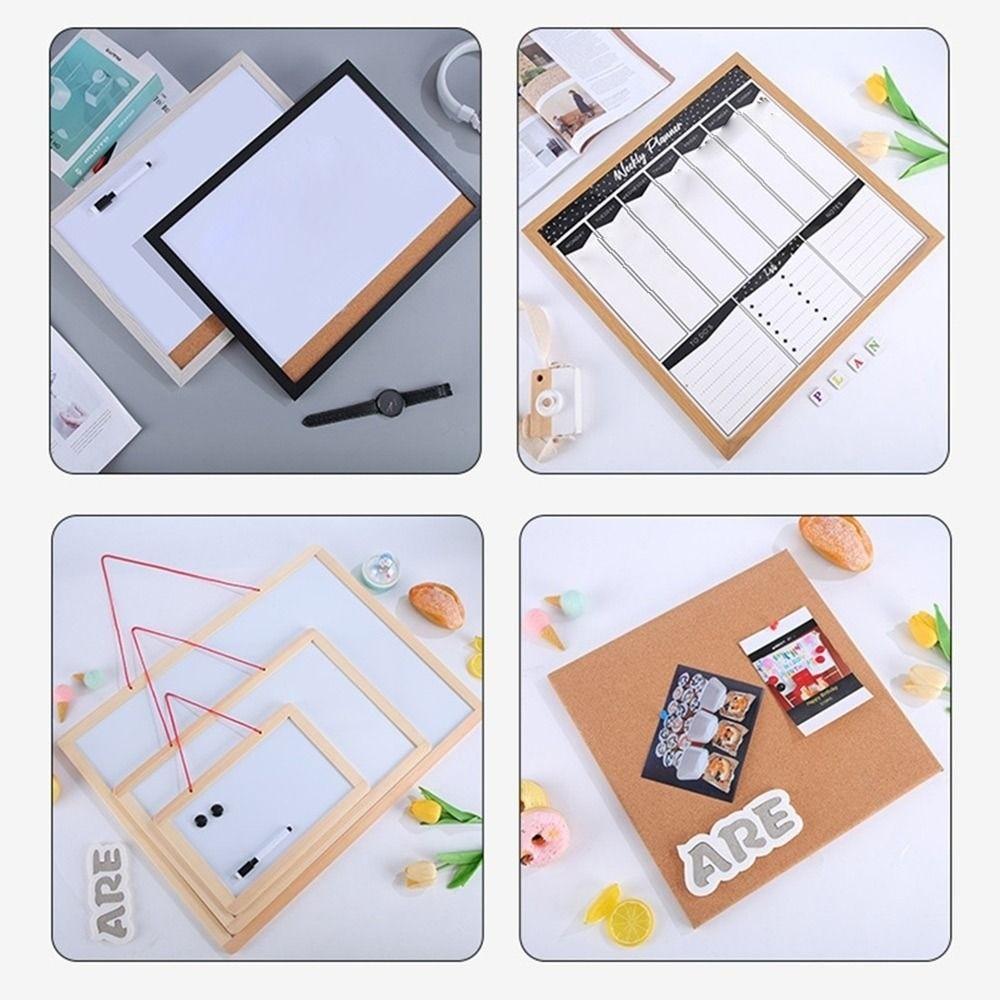 Wooden Frame DIY Cork Display Panel Wood Decorative Cork Board Hanging Soft Photo Background