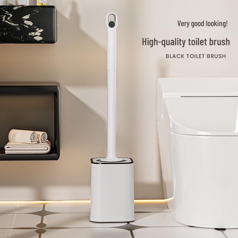 Wall-Mounted Bathroom Toilet Brush Set with Long Handle and Base - New Model for Efficient Cleaning