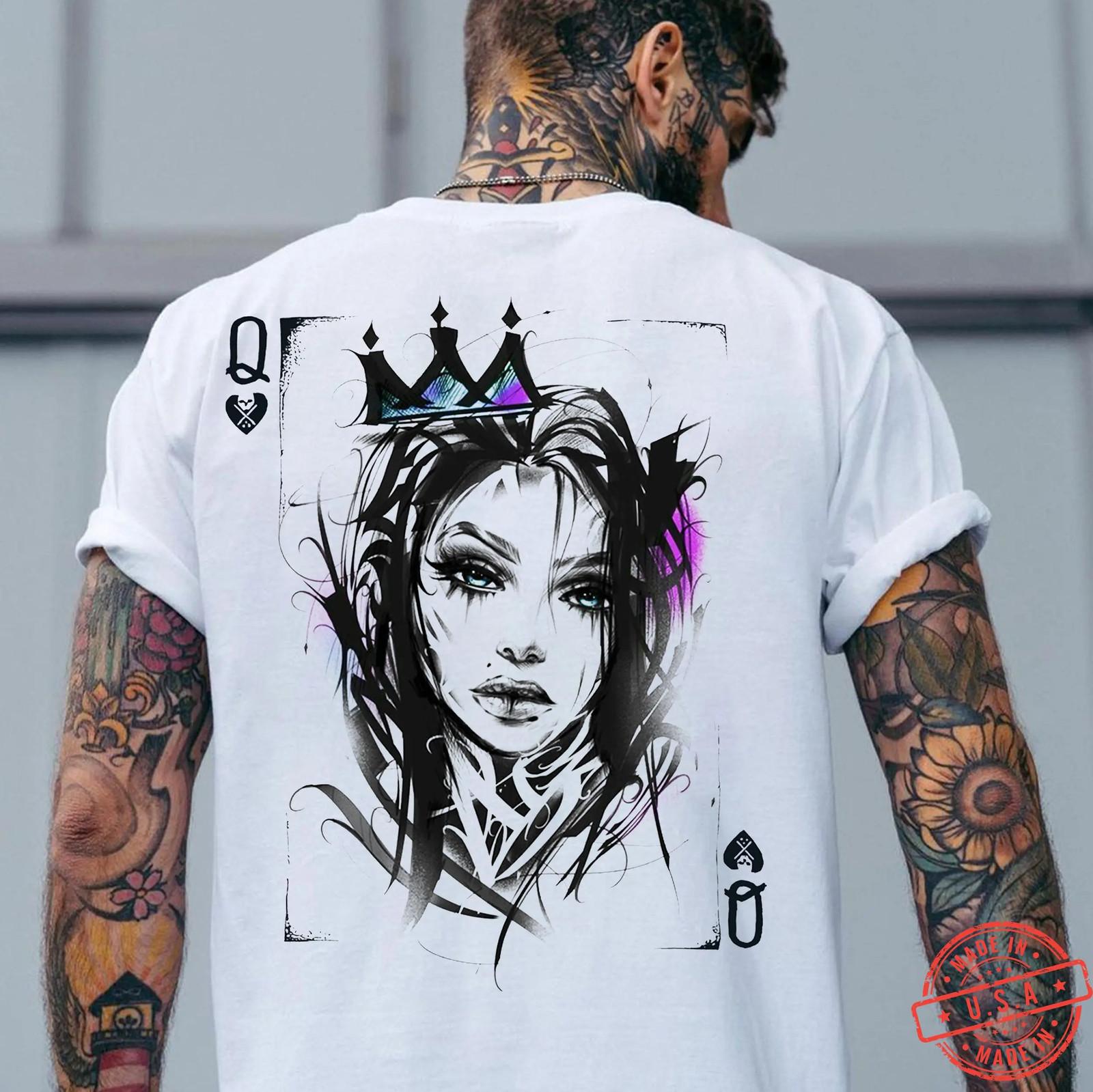 Poker Q Gloomy Queen Vintage Style White Print Unisex T-Shirt XL