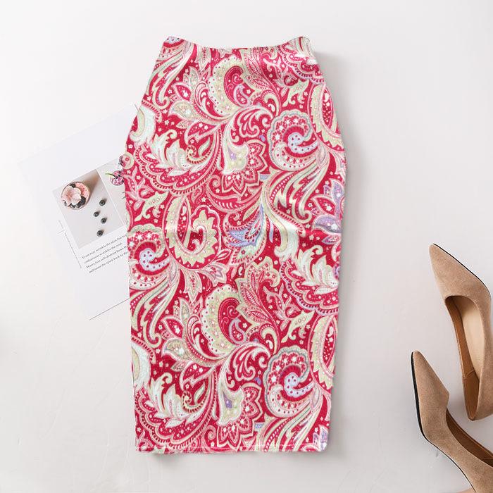 Digital Print Women's Pencil Skirt - Hip-Hugging, Half-Length
