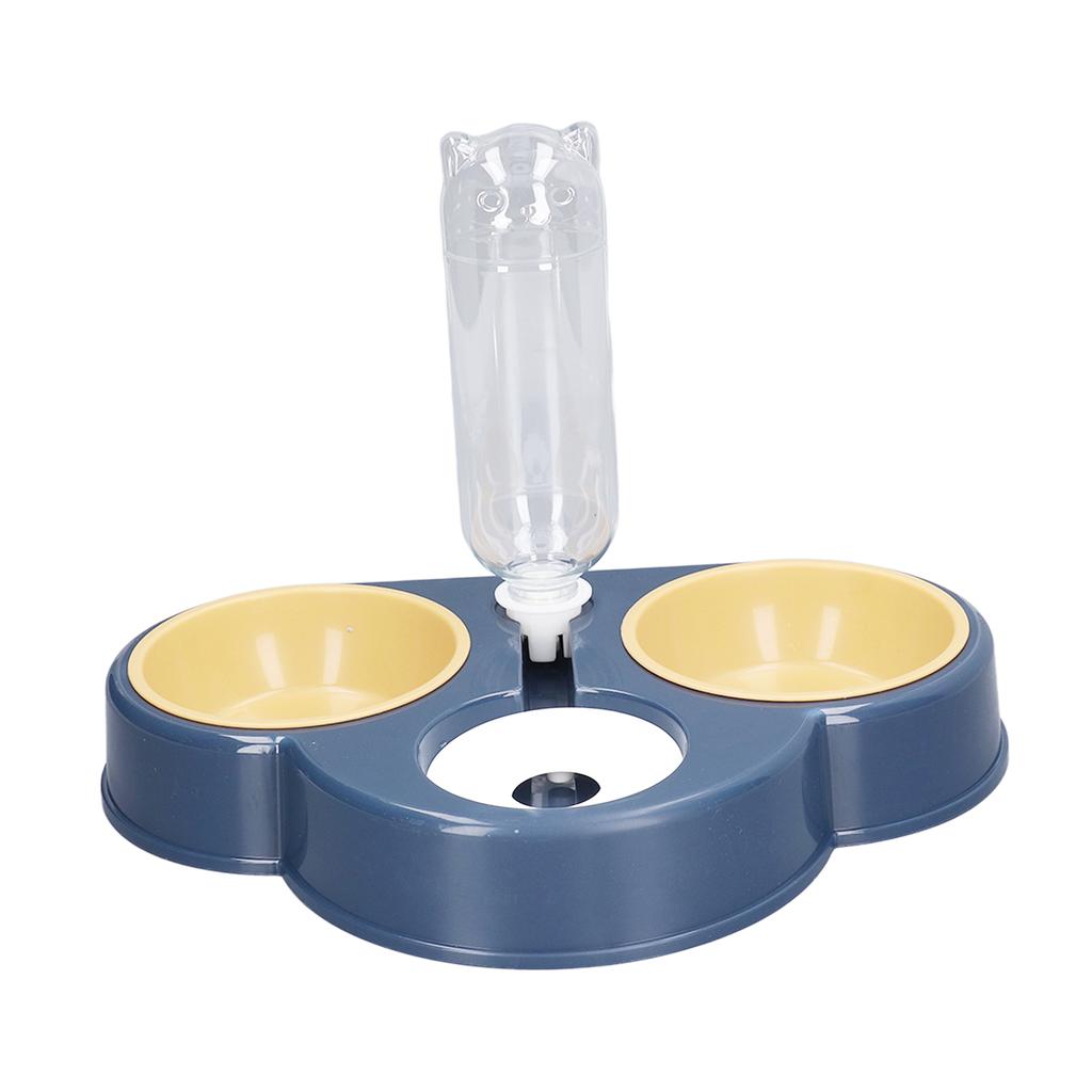 Triple Dog Cat Bowls 15 Degree Tilted Raised Cat Food Bowl with Automatic Water Bottle for Puppy
