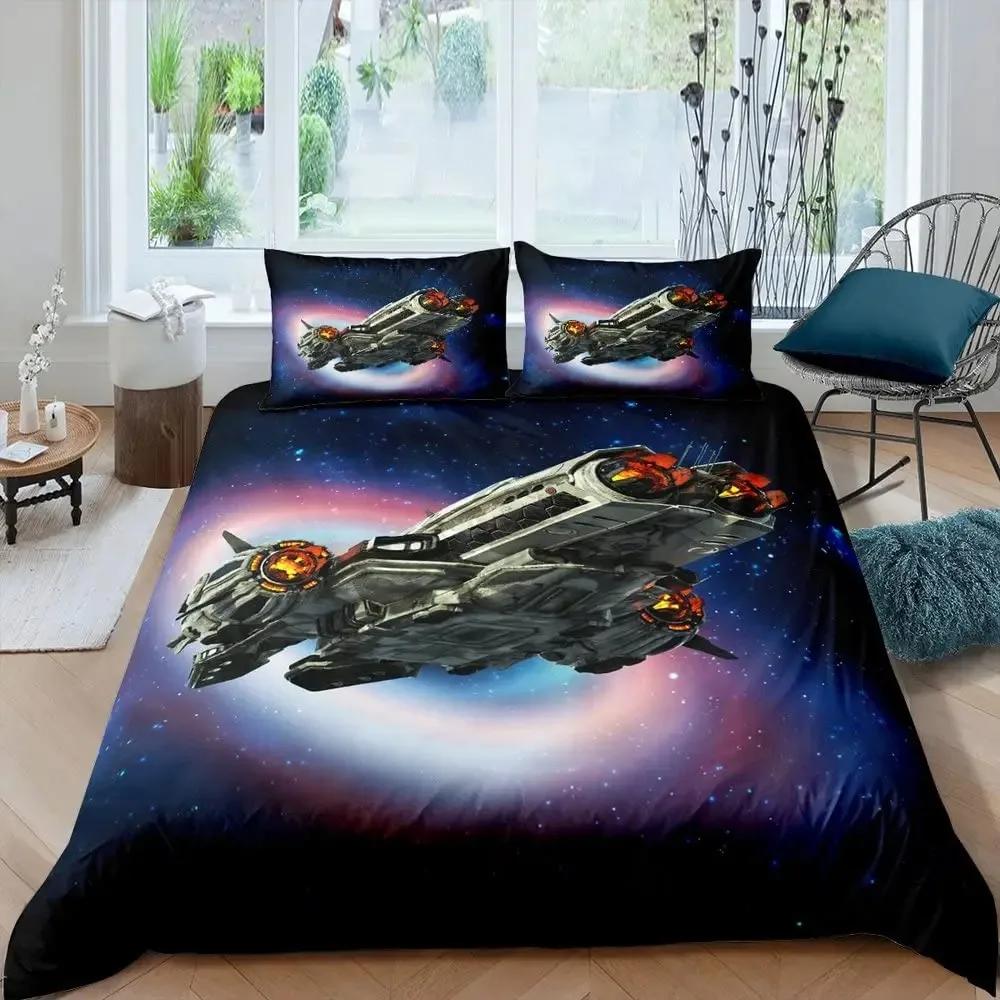 Aviation Duvet Cover Set, Air Balloon Bedding Set Space Ship Comforter Cover Space Exploration Bedding Set Luxury Quilt Cover
