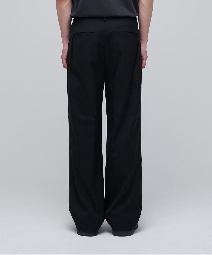 MUSINSA STANDARD Wool Blend Reverse Tuck Wide Slacks [Black]