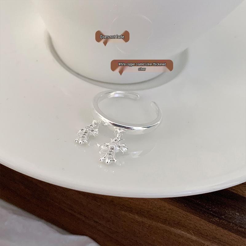 Lan Zhi Micro-Paved Cross Jewelry Open Ring - Non-fading Light Luxury 925 Sterling Silver