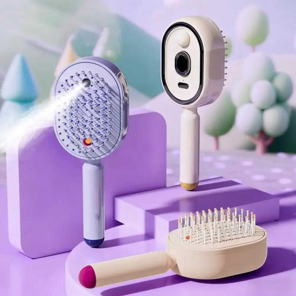 Multifunktionale Massagebürste Elektrische Dampf-Haarbürste USB-C-Ladung Sprüh-Dampf Glättbürste Anti-Frizz Styling-Kamm