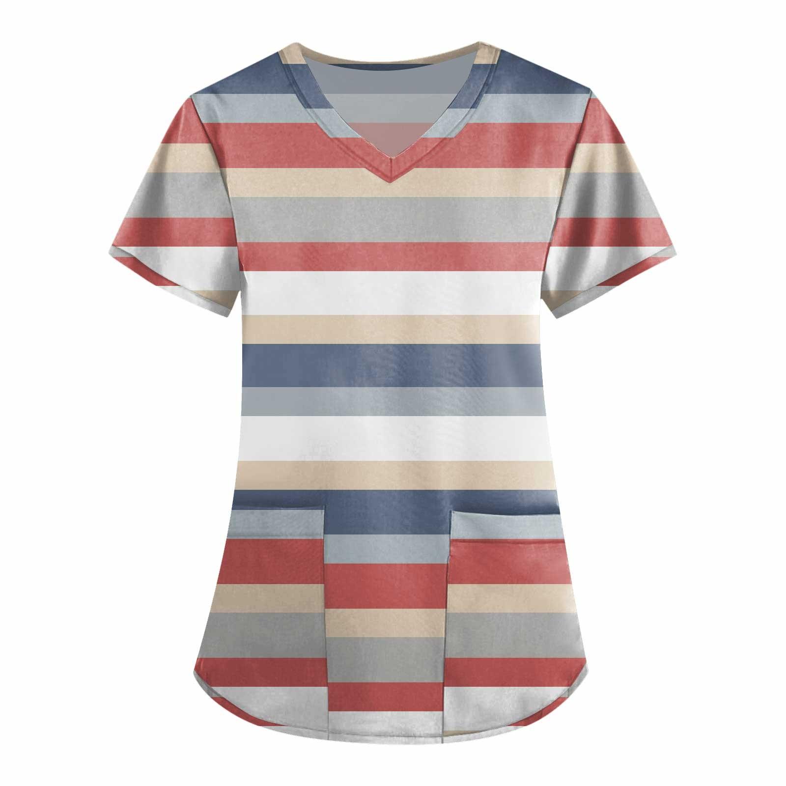 

Женская мода с v-образным вырезом, короткими рукавами и карманами, топы с принтом XXXL розовый