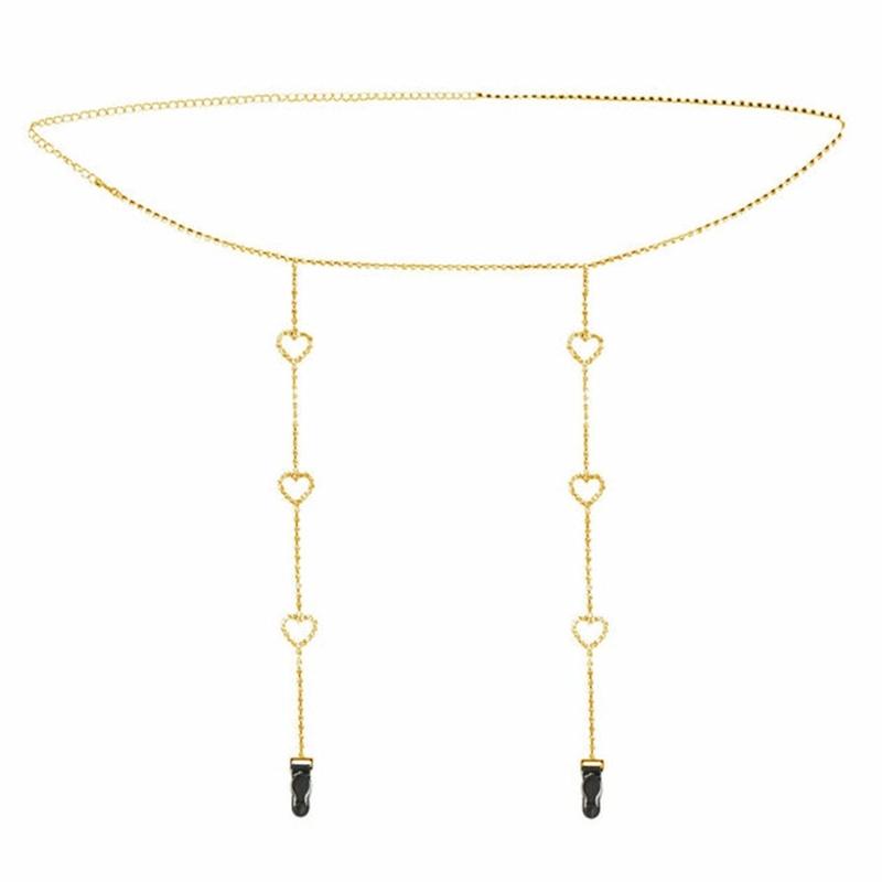 

Body Jewelry Leg Chain Belt Rhinestones Thigh Garter Belt Clip Beach Waist Chain Stocking Holder Chain Clip золотий