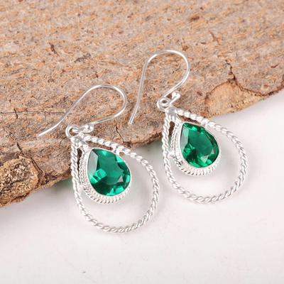 Groene Smaragd Edelsteen Sieraden, 925 Massief Sterling Zilveren Oorbellen, Handgemaakte Prachtige Sieraden, Voor Huwelijksgeschenk