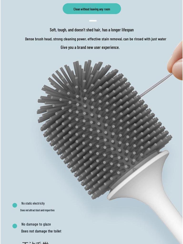 Silicone Toilet Brush Set with Wall-Mounted Storage Rack for Complete Bathroom Cleaning