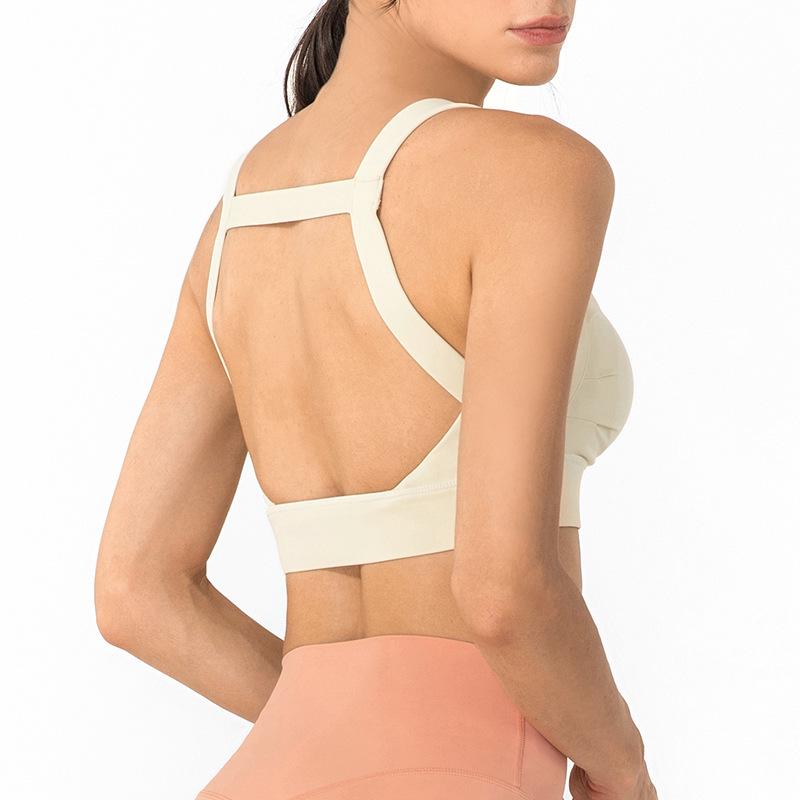 Evropská a americká sexy sportovní podprsenka s odhalenými zády pro ženy: Nárazuvzdorná jóga vesta ve stylu, plus size, letní fitness