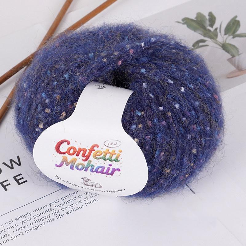 1Roll Yarn Weaving Colored-dot DIY Mohair Yarn Multi-purpose Scarf Yarn Cloth Yarn Bold Line