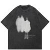 Hip Hop  Washed Black TShirt Streetwear Men Freak Shadow Graphic T Shirt Cotton Hipster Tshirt Harajuku Tops Tee Unisex YK