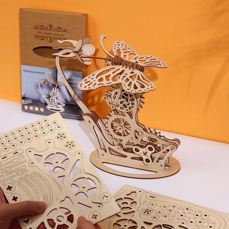 

3D Mechanical Butterfly Wooden Puzzle – Educational Model for Kids