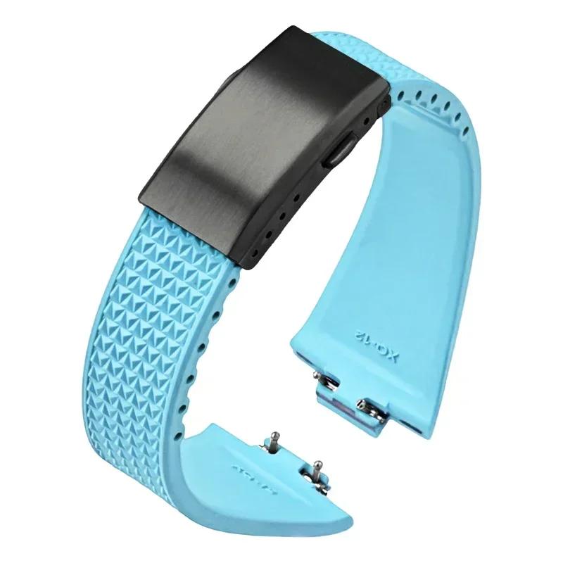 Fluoro Rubber Strap for Tissot PRX Series Super Player 35mm 40mm FKM Women Men Quick Release Folding Buckle Watch Band 11mm 12mm