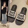 Flat-bottomed Small Fragrant Wind One-word Slippers Women's Shoes 2025 New Summer Wear French Small Sandals Beach Sandals