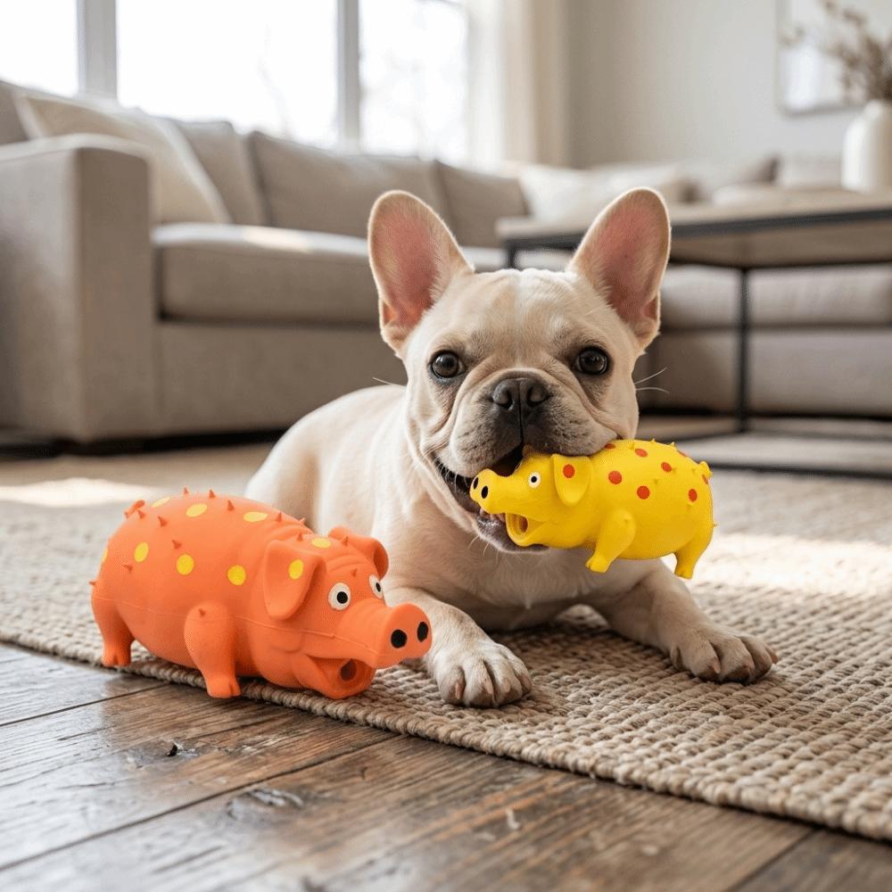 Soft Latex Latex Pig Toy Built-in Squeaker Squeaky Pet Toy Dog Chew Toy  Small Medium Dogs