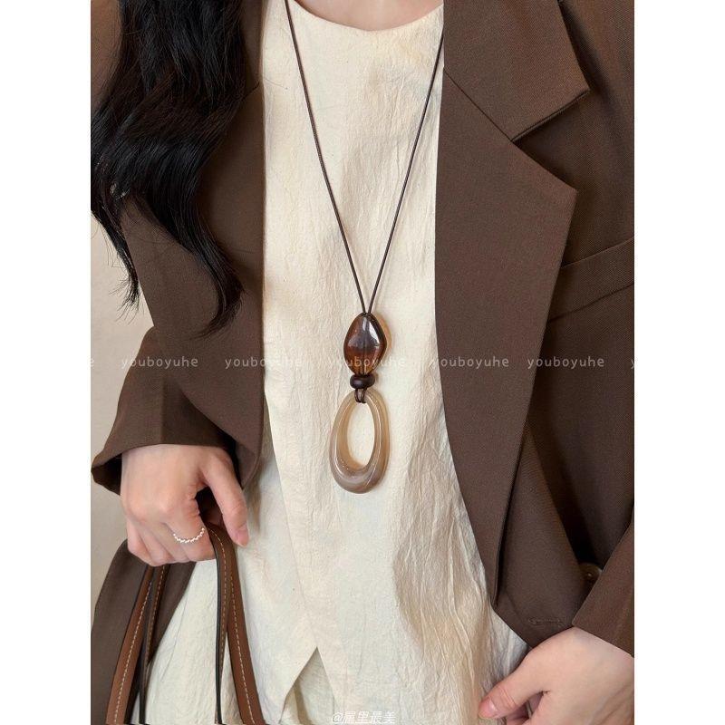 Chinese Aesthetics~ Retro smudged long necklace women's new sweater chain niche design accessories