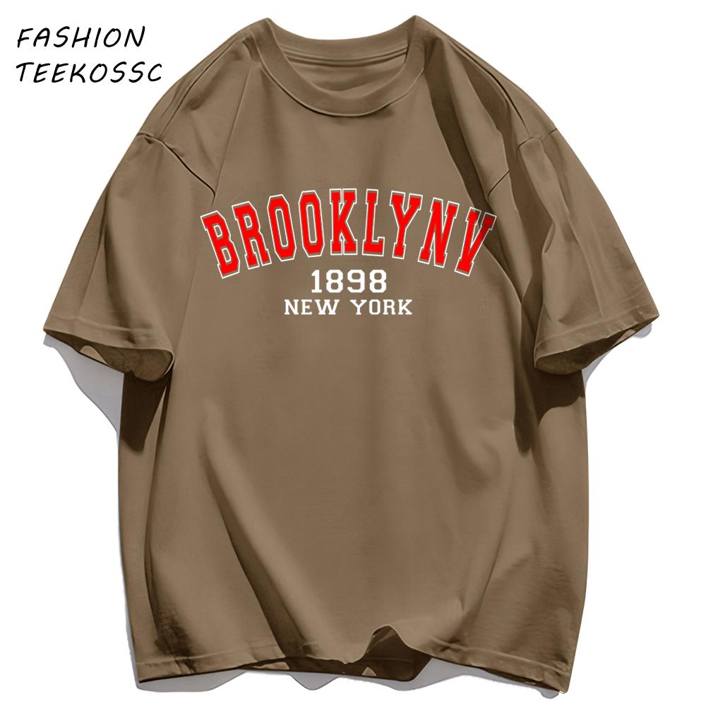 Brooklyn 1898 New York Men Basics TShirt Casual AllMatch Short Sleeve Cotton Oversized Sportswear Summer Crewneck T Shirts