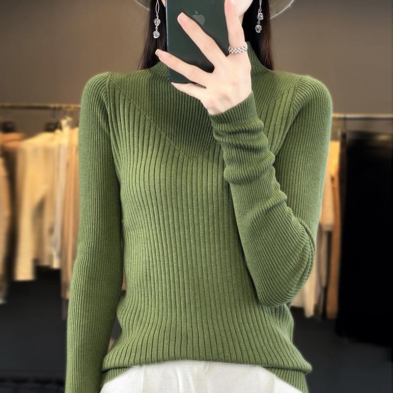 DAFIFY Damenmode, lässig, Herbst/Winter, einfarbig, mit langem Ärmel, halber Rollkragenpullover