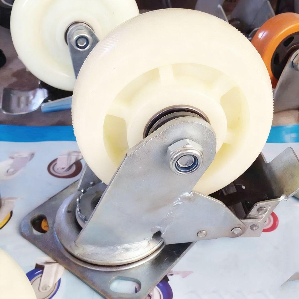 Soft Rubber Heavy Duty Casters Super Mute Universal Wheel White Nylon Universal Castor  Workbench