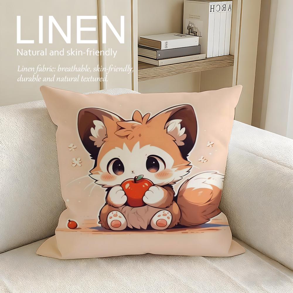 Cute Bokko Fox Cushion Cover Pillowcase Set Pcs x x Breathable Washable Sofa Cushion Cover