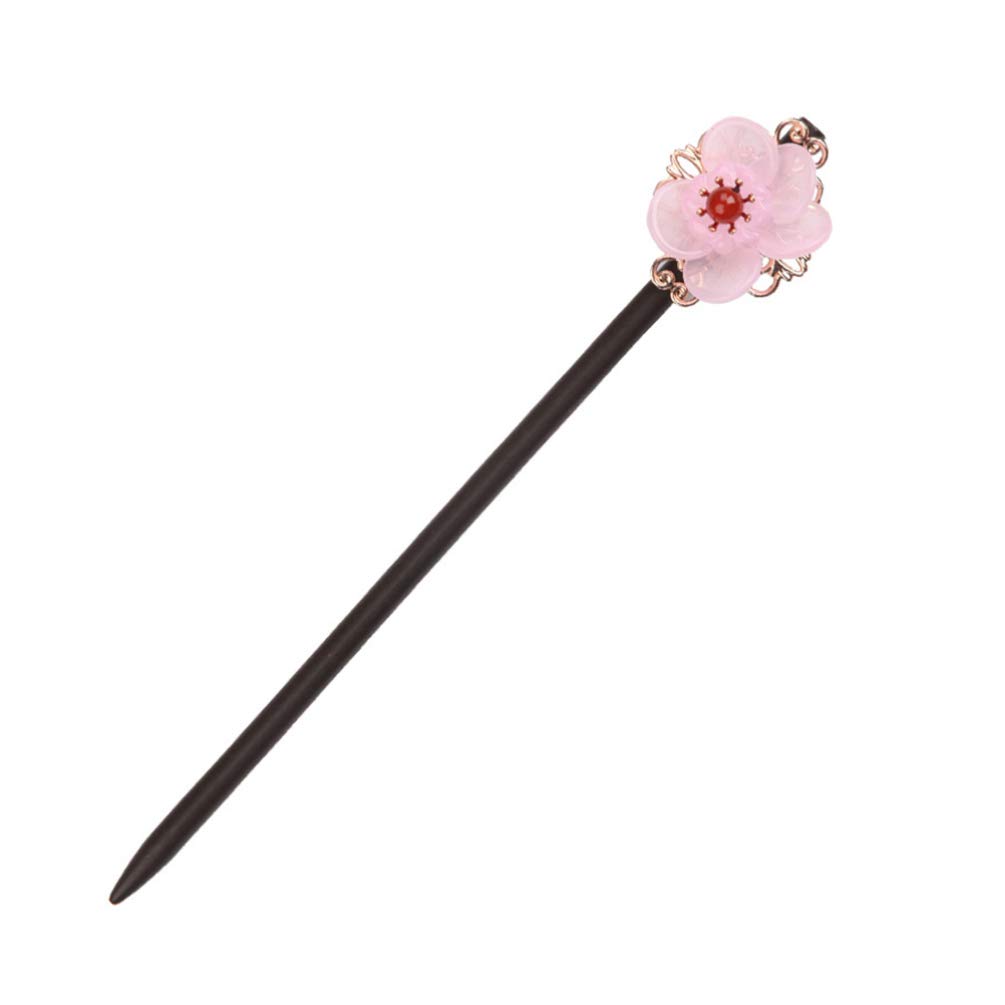 FRCOLOR Wooden Hairpin, Floral Pattern, Single Hairpin, Japanese Style Accessory, Hair Clip, Hair Ornament for Coming-of-Age Ceremony, Kimono,