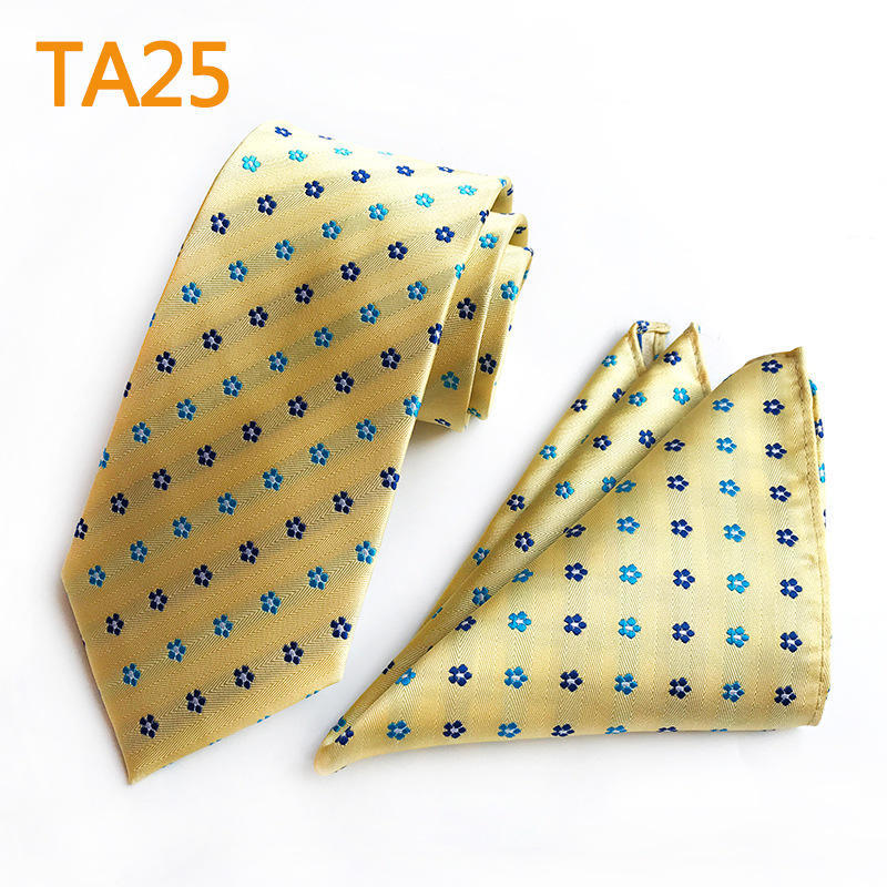 Polyester Large Waist Men'S Tie Men'S Pocket Towel Two-Piece Set
