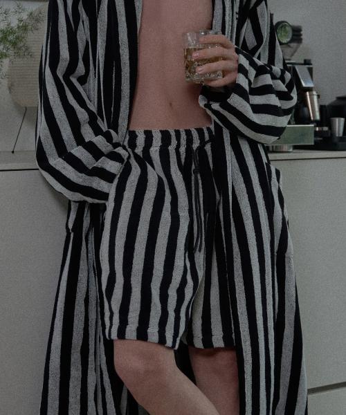 [Teto] Stripe Black Supima Pants [Shipped from Korea] 100% Authentic S-M