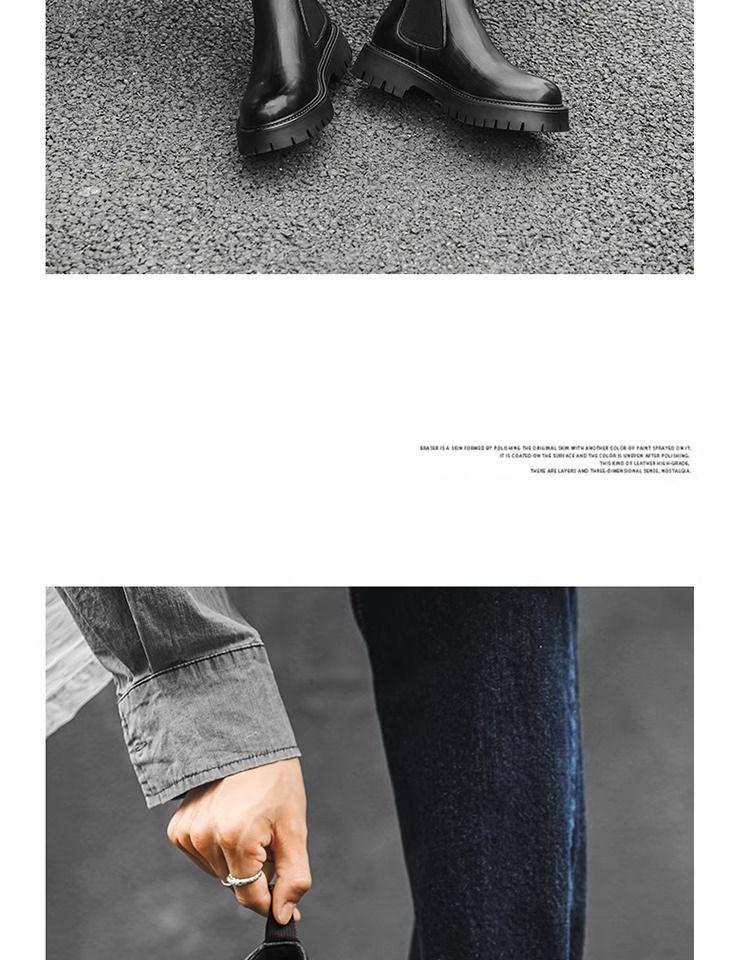 Men's Black & Brown Chelsea Boots - Thick Sole, High-Top Martin Style, British Fashion 2113